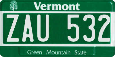 VT license plate ZAU532