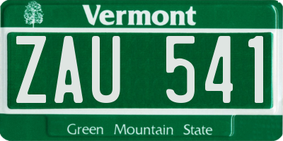 VT license plate ZAU541