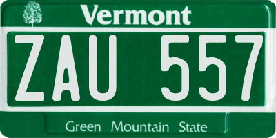 VT license plate ZAU557