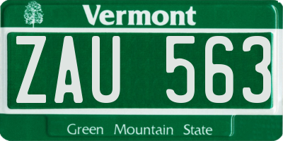 VT license plate ZAU563