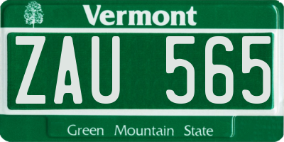 VT license plate ZAU565