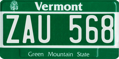 VT license plate ZAU568