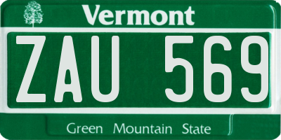 VT license plate ZAU569