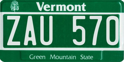 VT license plate ZAU570