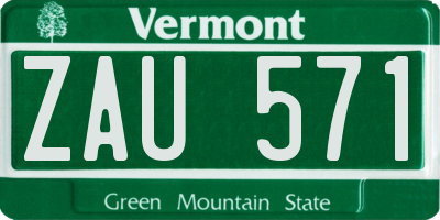 VT license plate ZAU571