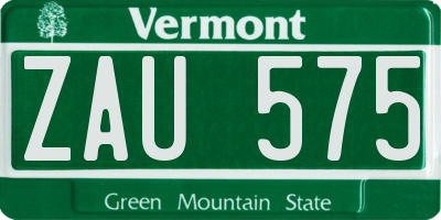 VT license plate ZAU575