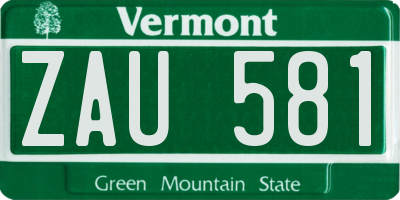 VT license plate ZAU581