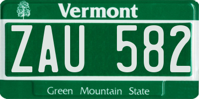 VT license plate ZAU582