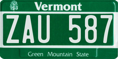 VT license plate ZAU587