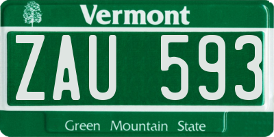 VT license plate ZAU593