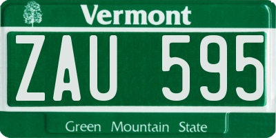 VT license plate ZAU595