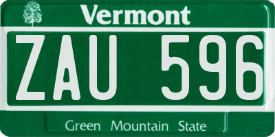 VT license plate ZAU596