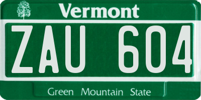 VT license plate ZAU604