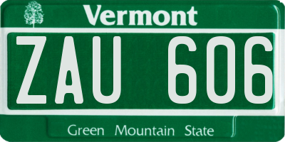 VT license plate ZAU606