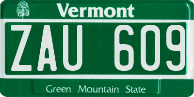 VT license plate ZAU609