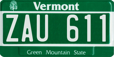 VT license plate ZAU611