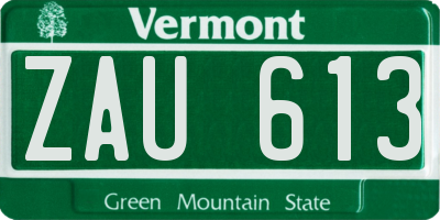 VT license plate ZAU613