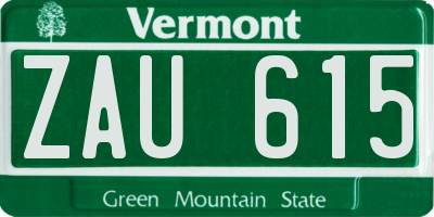 VT license plate ZAU615