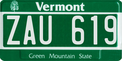 VT license plate ZAU619
