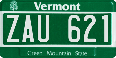 VT license plate ZAU621