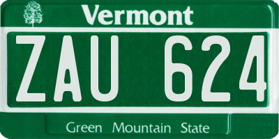 VT license plate ZAU624