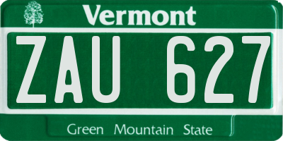 VT license plate ZAU627