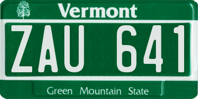 VT license plate ZAU641