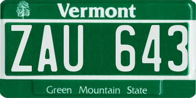 VT license plate ZAU643