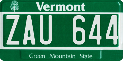 VT license plate ZAU644