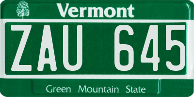 VT license plate ZAU645