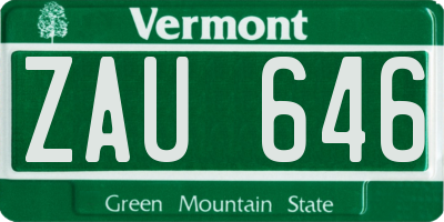 VT license plate ZAU646