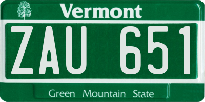 VT license plate ZAU651