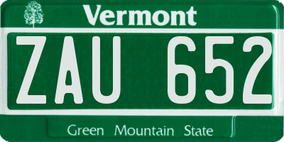 VT license plate ZAU652