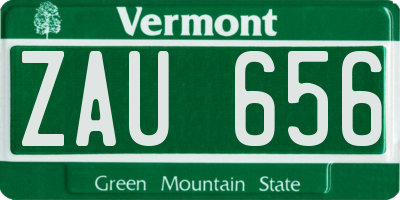 VT license plate ZAU656
