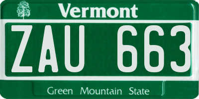 VT license plate ZAU663