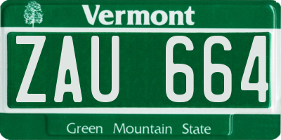 VT license plate ZAU664