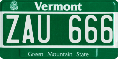 VT license plate ZAU666