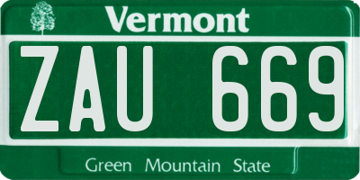 VT license plate ZAU669
