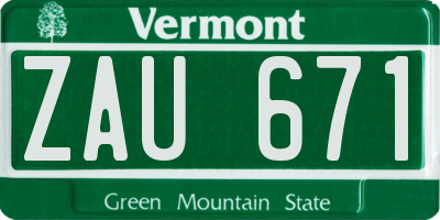 VT license plate ZAU671