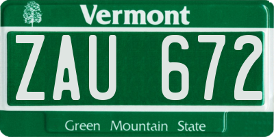 VT license plate ZAU672