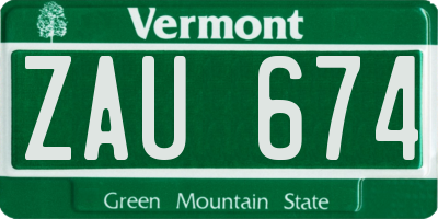 VT license plate ZAU674