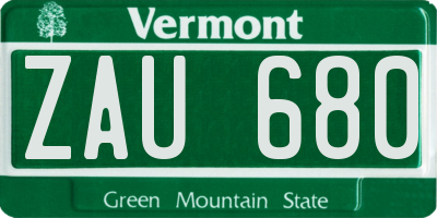 VT license plate ZAU680