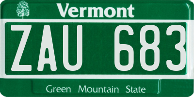 VT license plate ZAU683