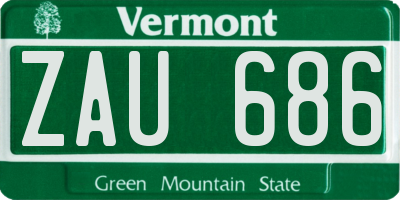 VT license plate ZAU686