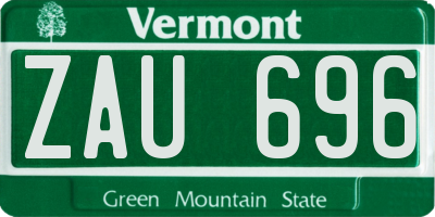VT license plate ZAU696