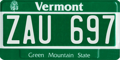 VT license plate ZAU697