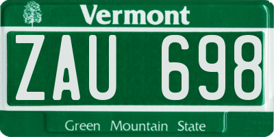 VT license plate ZAU698