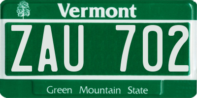 VT license plate ZAU702
