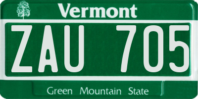 VT license plate ZAU705