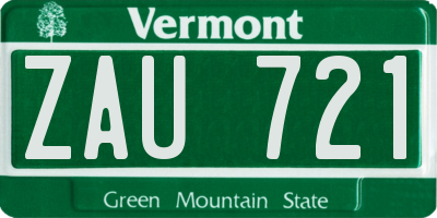 VT license plate ZAU721